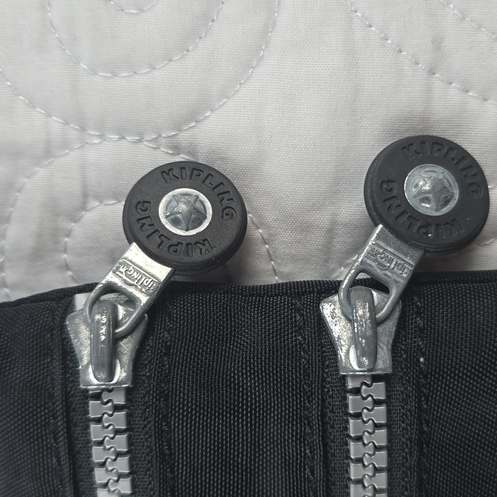 Kipling Black Nylon Crossbody Bag Multi Zip Lightweight Travel Everyday Purse - Picture 4 of 8